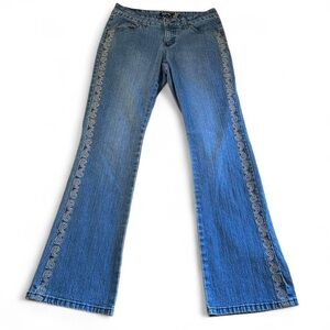 Vintage Y2K Lowrise bootcut Jeans Fairy Grunge Embroidered Paisley gems